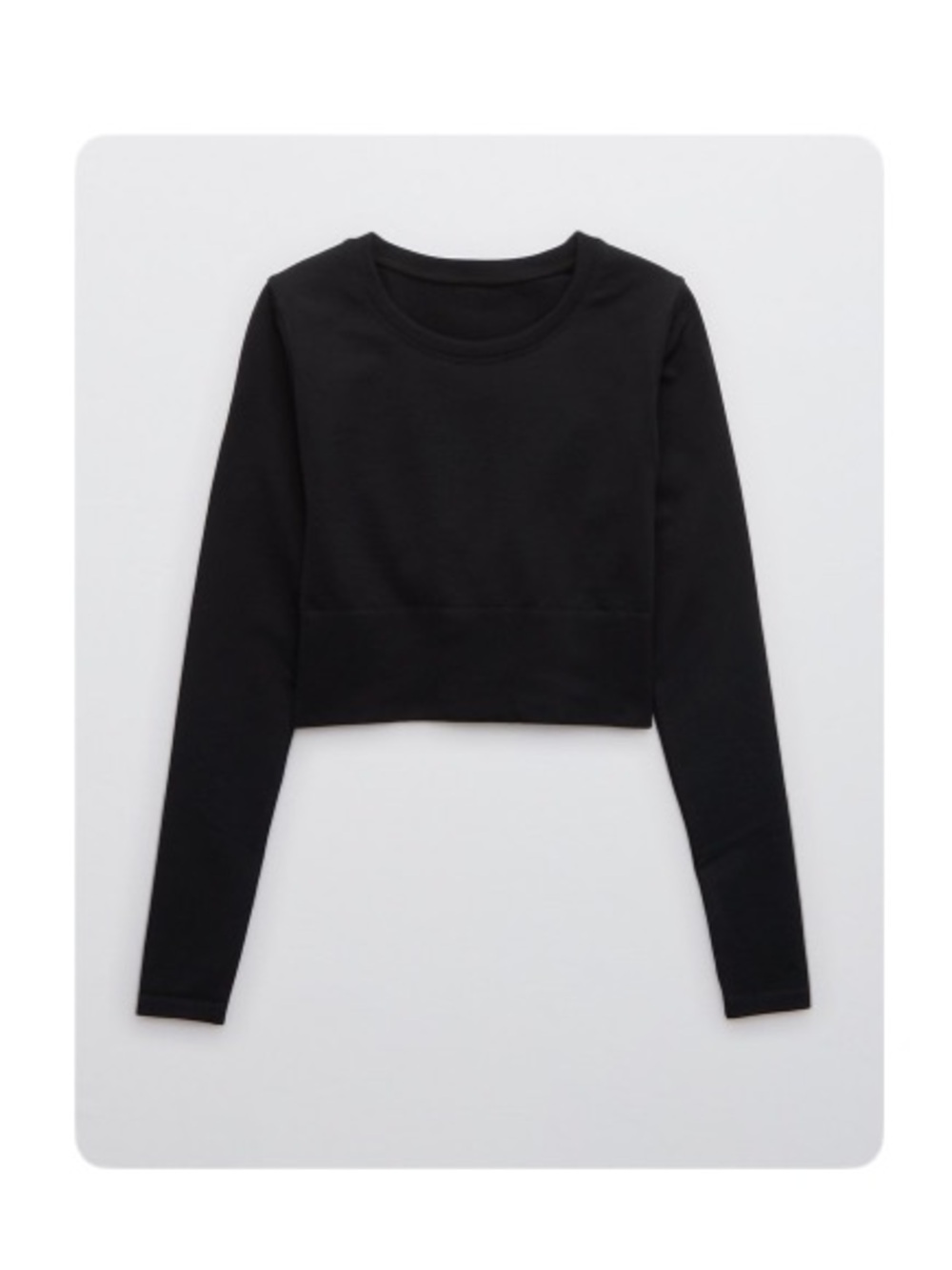 aerie Black Long Sleeve Seamless Cropped Top